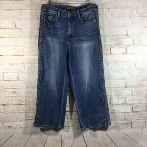 Judy Blue Jeans Women’s Size 13/31 Wide Leg Cropped Braided Comfort High Rise